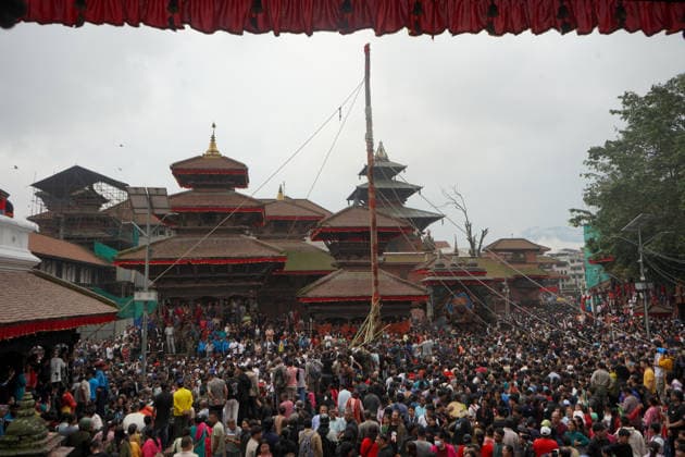 September 23, 2026, Kathmandu, Bagmati, Nepal: People gather to celebrate the first day of Indra Jatra, an annual festival in Nepal, at Basantapur Durbar Square in Kathmandu, Nepal, on September 23, 2026. Kathmandu Nepal - ZUMAd164 20260923_zip_d164_010 Copyright: xAryanxDhimalx