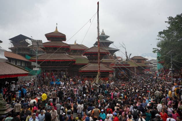 September 23, 2026, Kathmandu, Bagmati, Nepal: People gather to celebrate the first day of Indra Jatra, an annual festival in Nepal, at Basantapur Durbar Square in Kathmandu, Nepal, on September 23, 2026. Kathmandu Nepal - ZUMAd164 20260923_zip_d164_002 Copyright: xAryanxDhimalx