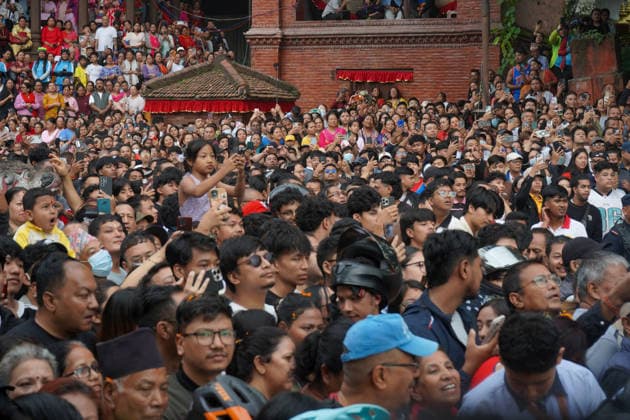 September 23, 2026, Kathmandu, Bagmati, Nepal: People gather to celebrate the first day of Indra Jatra, an annual festival in Nepal, at Basantapur Durbar Square in Kathmandu, Nepal, on September 23, 2026. Kathmandu Nepal - ZUMAd164 20260923_zip_d164_005 Copyright: xAryanxDhimalx