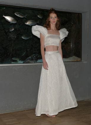 IPA88864181 - Milan, Italy: Luisa Beccaria SS27 MFW Fashion Show and Backstage: Spring Summer 2027 In the photo: a model wearing a distinctive Luisa Beccaria dress  Copyright: xNickxZonnaxxcopyrightx x xNickxZonnax IPA88864181