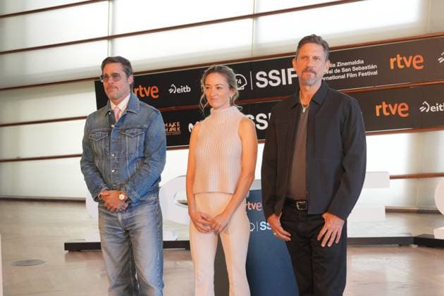Screening of the film *In the Heart of the Beast* at the San Sebastián Film Festival I D Actor Brad Pitt, producer Olivia Hamilton, and director David Ayer during the screening of the film *In the Heart of the Beast* at the San Sebastián Film Festival, at the Kursaal Conference Center, on September 23, 2026, in San Sebastián, Guipúzcoa, Basque Country, Spain. The plot revolves around the unbreakable bond, shared traumas, and the extreme struggle for survival between a retired soldier and his faithful canine companion. SEPTEMBER 23, 2026 San Sebastián, Guipúzcoa, Basque Country, Spain  Copyright: xUnanuex 7793698