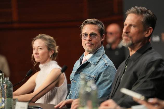 Presentation of the film *In the Heart of the Beast* at the San Sebastián Film Festival I D Producer Olivia Hamilton, actor Brad Pitt, and director David Ayer hold a press conference during the presentation of the film *In the Heart of the Beast* at the San Sebastián Film Festival, at the Kursaal Conference Center, on September 23, 2026, in San Sebastián, Guipúzcoa, Basque Country, Spain. The plot revolves around the unbreakable bond, shared traumas, and the extreme struggle for survival between a retired soldier and his faithful canine companion. SEPTEMBER 23, 2026 San Sebastián, Guipúzcoa, Basque Country, Spain  Copyright: xUnanuex 7793732