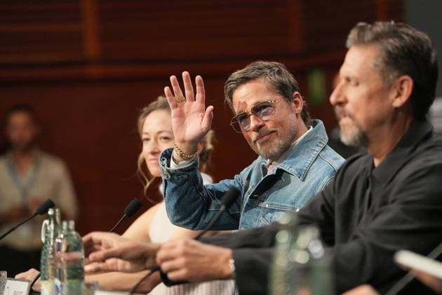 Presentation of the film *In the Heart of the Beast* at the San Sebastián Film Festival I D Producer Olivia Hamilton, actor Brad Pitt, and director David Ayer hold a press conference during the presentation of the film *In the Heart of the Beast* at the San Sebastián Film Festival, at the Kursaal Conference Center, on September 23, 2026, in San Sebastián, Guipúzcoa, Basque Country, Spain. The plot revolves around the unbreakable bond, shared traumas, and the extreme struggle for survival between a retired soldier and his faithful canine companion. SEPTEMBER 23, 2026 San Sebastián, Guipúzcoa, Basque Country, Spain  Copyright: xUnanuex 7793733