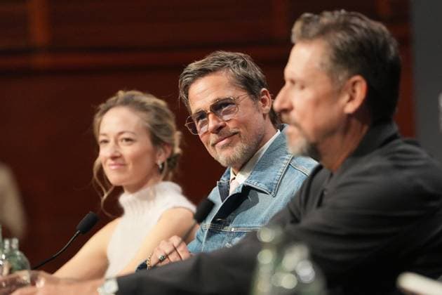 Presentation of the film *In the Heart of the Beast* at the San Sebastián Film Festival I D Producer Olivia Hamilton, actor Brad Pitt, and director David Ayer hold a press conference during the presentation of the film *In the Heart of the Beast* at the San Sebastián Film Festival, at the Kursaal Conference Center, on September 23, 2026, in San Sebastián, Guipúzcoa, Basque Country, Spain. The plot revolves around the unbreakable bond, shared traumas, and the extreme struggle for survival between a retired soldier and his faithful canine companion. SEPTEMBER 23, 2026 San Sebastián, Guipúzcoa, Basque Country, Spain  Copyright: xUnanuex 7793734