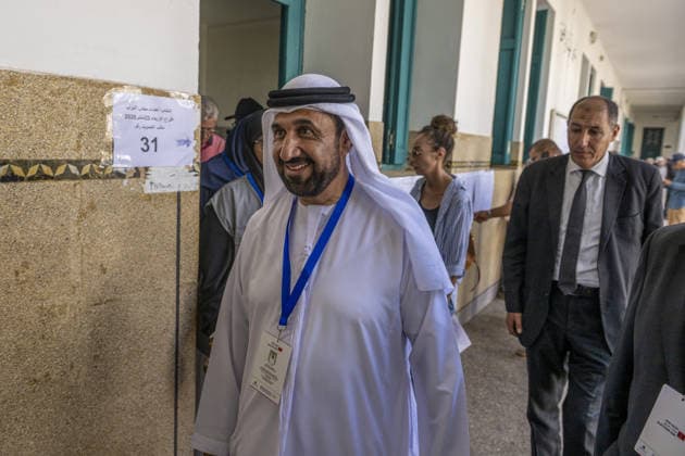 Morocco begins voting in legislative elections RABAT, MOROCCO - SEPTEMBER 23: President of the Arab Parliament Mohammed bin Ahmed al-Yamahi monitors electoral procedures during a visit to Hassan II High School polling station in Rabat, Morocco, on September 23, 2026. Polling stations opened across the North African kingdom at 8:00 a.m. local time as voters cast ballots to elect all 395 members of the House of Representatives, the lower house of parliament. Abu Adem Muhammed Anadolu Rabat Morocco. Editorial use only. Please get in touch for any other usage.  Copyright: x2026xAnadoluxAbuxAdemxMuhammedx