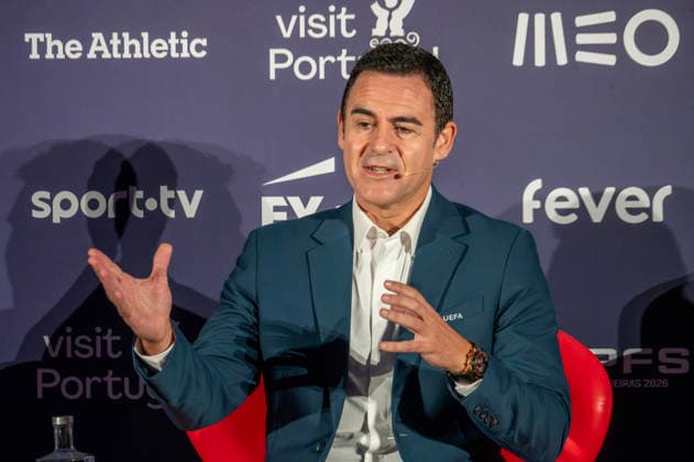 September 18, 2026, Lisbon, Lisbon, Portugal: Carlos Velasco Carballo (UEFA) speaking during the refereeing technology panel at the Portugal Football Summit at the Cidade do Futebol in Oeiras. Lisbon Portugal - ZUMAr238 20260918_zip_r238_016 Copyright: xRicardoxRochax