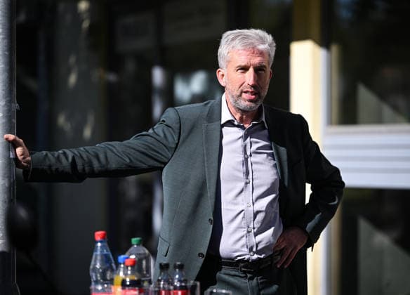 Tübingen, September 23, 2026: Mayor Boris Palmer, an independent, during a visit to BLUEmobility
