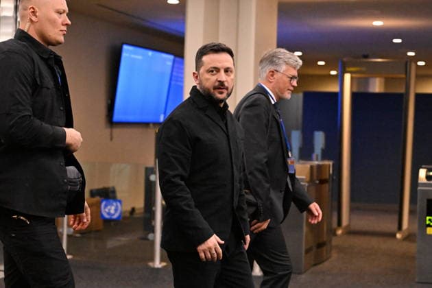 September 23, 2026, New York, New York, USA: President Volodymyr Zelenskyy of Ukraine arrives for day 2 of the opening of the 81st Session of the United Nations General Assembly at United Nations Headquarters in New York, New York, USA on Wednesday, 23 September, 2026 New York USA  - ZUMAs152 20260923_faa_s152_044 Copyright: xKylexMazzax-xPoolxviaxCNPx