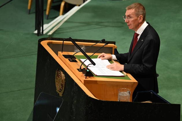 September 23, 2026, New York, New York, USA: President Edgars RINK?VI?S of the Republic of Latvia addresses day 2 of the opening of the 81st Session of the United Nations General Assembly at United Nations Headquarters in New York, New York, USA on Wednsday, 23 September, 2026 New York USA  - ZUMAs152 20260923_faa_s152_055 Copyright: xKylexMazzax