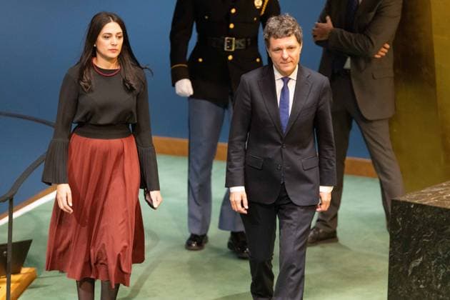 September 23, 2026, New York City, USA: Romanian President Nicusor-Daniel Dan walks to the podium to deliver his speech on the second day of the General Debate of the 81st session of the United Nations General Assembly at the UN Headquarters in New York City. New York City USA - ZUMAl194 20260923_zip_l194_007 Copyright: xMarekxLadzinskix