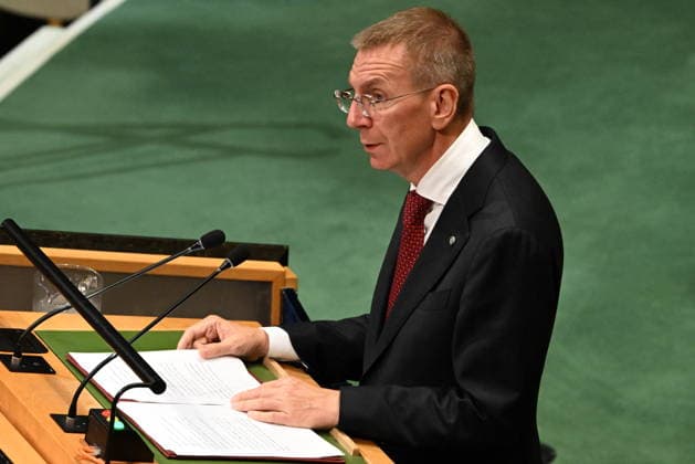 Edgars RINKEVICS Addresses the United Nations General Assembly President Edgars RINKEVICS of the Republic of Latvia addresses day 2 of the opening of the 81st Session of the United Nations General Assembly at United Nations Headquarters in New York, New York, USA on Wednsday, 23 September, 2026. Photo by Kyle Mazza CNP ABACAPRESS.COM New York New York United States  Copyright: xCNP ABACAx