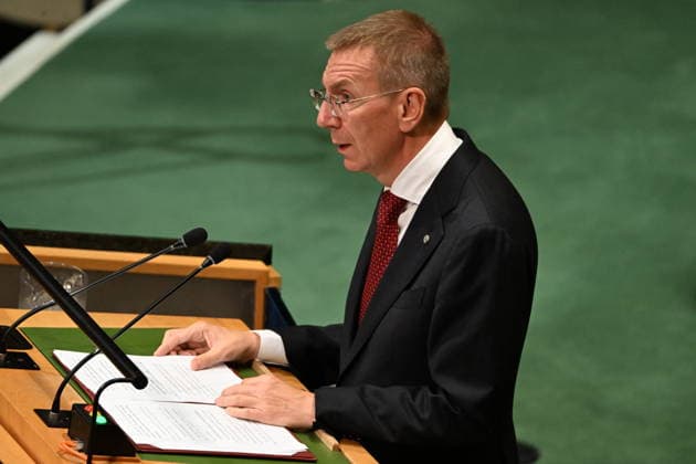 Edgars RINKEVICS Addresses the United Nations General Assembly President Edgars RINKEVICS of the Republic of Latvia addresses day 2 of the opening of the 81st Session of the United Nations General Assembly at United Nations Headquarters in New York, New York, USA on Wednsday, 23 September, 2026. Photo by Kyle Mazza CNP ABACAPRESS.COM New York New York United States  Copyright: xCNP ABACAx