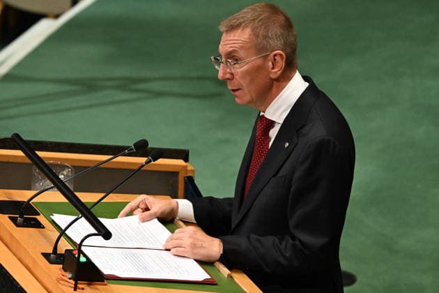Edgars RINKEVICS Addresses the United Nations General Assembly President Edgars RINKEVICS of the Republic of Latvia addresses day 2 of the opening of the 81st Session of the United Nations General Assembly at United Nations Headquarters in New York, New York, USA on Wednsday, 23 September, 2026. Photo by Kyle Mazza CNP ABACAPRESS.COM New York New York United States  Copyright: xCNP ABACAx