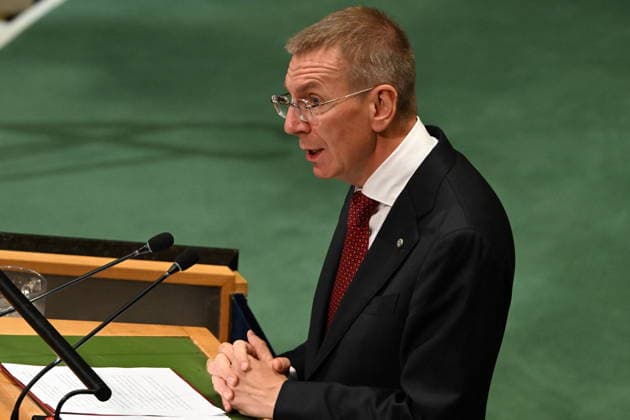 Edgars RINKEVICS Addresses the United Nations General Assembly President Edgars RINKEVICS of the Republic of Latvia addresses day 2 of the opening of the 81st Session of the United Nations General Assembly at United Nations Headquarters in New York, New York, USA on Wednsday, 23 September, 2026. Photo by Kyle Mazza CNP ABACAPRESS.COM New York New York United States  Copyright: xCNP ABACAx