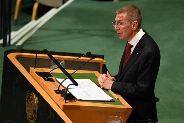 Edgars RINKEVICS Addresses the United Nations General Assembly President Edgars RINKEVICS of the Republic of Latvia addresses day 2 of the opening of the 81st Session of the United Nations General Assembly at United Nations Headquarters in New York, New York, USA on Wednsday, 23 September, 2026. Photo by Kyle Mazza CNP ABACAPRESS.COM New York New York United States  Copyright: xCNP ABACAx