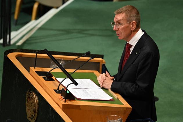 Edgars RINKEVICS Addresses the United Nations General Assembly President Edgars RINKEVICS of the Republic of Latvia addresses day 2 of the opening of the 81st Session of the United Nations General Assembly at United Nations Headquarters in New York, New York, USA on Wednsday, 23 September, 2026. Photo by Kyle Mazza CNP ABACAPRESS.COM New York New York United States  Copyright: xCNP ABACAx