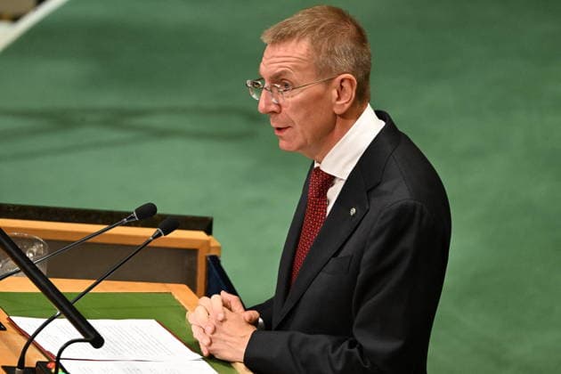Edgars RINKEVICS Addresses the United Nations General Assembly President Edgars RINKEVICS of the Republic of Latvia addresses day 2 of the opening of the 81st Session of the United Nations General Assembly at United Nations Headquarters in New York, New York, USA on Wednsday, 23 September, 2026. Photo by Kyle Mazza CNP ABACAPRESS.COM New York New York United States  Copyright: xCNP ABACAx