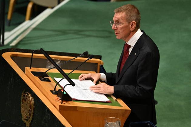 Edgars RINKEVICS Addresses the United Nations General Assembly President Edgars RINKEVICS of the Republic of Latvia addresses day 2 of the opening of the 81st Session of the United Nations General Assembly at United Nations Headquarters in New York, New York, USA on Wednsday, 23 September, 2026. Photo by Kyle Mazza CNP ABACAPRESS.COM New York New York United States  Copyright: xCNP ABACAx