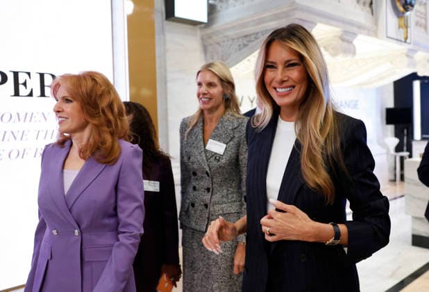 First Lady Melania Trump walks on the floor of the New York Stock Exchange before ringing The Opening Bell and headlines the inaugural IMPERIA Summit from the NYSE, a select convening focused on the global economic power of women. at the New York Stock Exchange on Wall Street on Wednesday, September 23, 2026 in New York City.  NYP20260923121 JOHNxANGELILLO