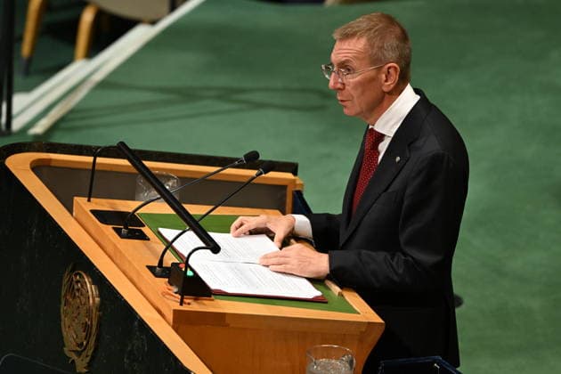 September 23, 2026, New York, New York, USA: President Edgars RINK?VI?S of the Republic of Latvia addresses day 2 of the opening of the 81st Session of the United Nations General Assembly at United Nations Headquarters in New York, New York, USA on Wednsday, 23 September, 2026 New York USA - ZUMAs152 20260923_faa_s152_067 Copyright: xKylexMazzax