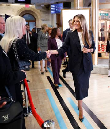 First Lady Melania Trump walks on the floor of the New York Stock Exchange before ringing The Opening Bell and headlines the inaugural IMPERIA Summit from the NYSE, a select convening focused on the global economic power of women. at the New York Stock Exchange on Wall Street on Wednesday, September 23, 2026 in New York City.  NYP20260923126 JOHNxANGELILLO
