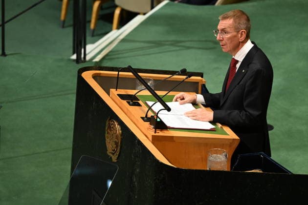 September 23, 2026, New York, New York, USA: President Edgars RINK?VI?S of the Republic of Latvia addresses day 2 of the opening of the 81st Session of the United Nations General Assembly at United Nations Headquarters in New York, New York, USA on Wednsday, 23 September, 2026 New York USA - ZUMAs152 20260923_faa_s152_061 Copyright: xKylexMazzax