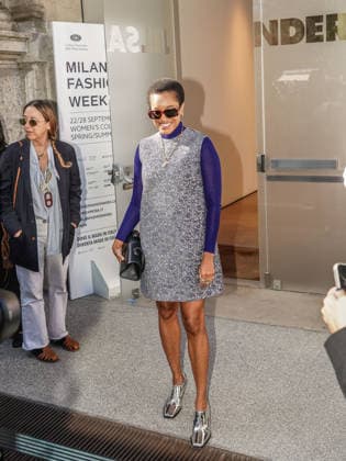IPA88870953 - Milan, Milan Women s Fashion Week Spring Summer 2027 - Women s Fashion, Spring Summer 2027 - JIL SANDER runway show - arrivals - pictured: Tamu Mcpherson  Copyright: xEmanuelexRobertoxDexCarlix xx IPA88870953