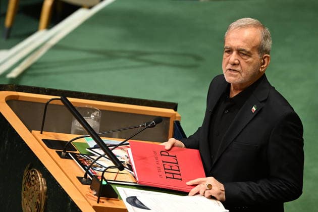 September 23, 2026, New York, New York, USA: President Masoud Pezeshkian of the Islamic Republic of Iran addresses day 2 of the opening of the 81st Session of the United Nations General Assembly at United Nations Headquarters in New York, New York, USA on Wednsday, 23 September, 2026 New York USA  - ZUMAs152 20260923_faa_s152_110 Copyright: xKylexMazzax