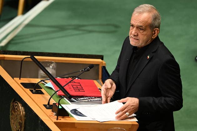 September 23, 2026, New York, New York, USA: President Masoud Pezeshkian of the Islamic Republic of Iran addresses day 2 of the opening of the 81st Session of the United Nations General Assembly at United Nations Headquarters in New York, New York, USA on Wednsday, 23 September, 2026 New York USA  - ZUMAs152 20260923_faa_s152_113 Copyright: xKylexMazzax