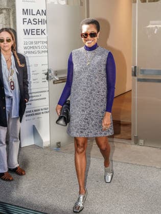 IPA88870951 - Milan, Milan Women s Fashion Week Spring Summer 2027 - Women s Fashion, Spring Summer 2027 - JIL SANDER runway show - arrivals - pictured: Tamu Mcpherson  Copyright: xEmanuelexRobertoxDexCarlix xx IPA88870951