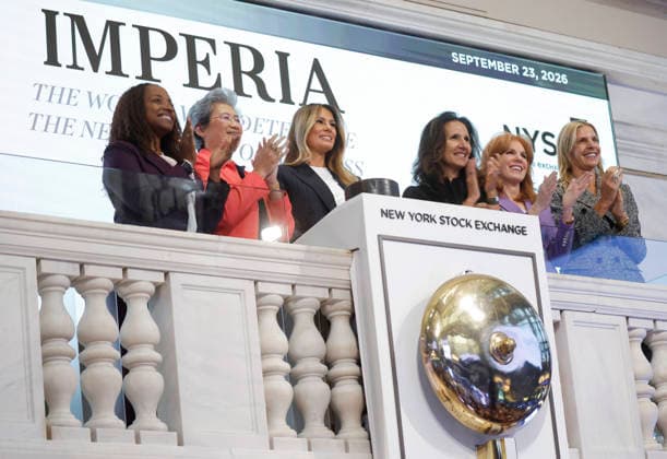 First Lady Melania Trump ring the opening bell with President of NYSE Group Lynn Martin when the NYSE headlines the inaugural IMPERIA Summit, a select convening focused on the global economic power of women. at the New York Stock Exchange on Wall Street on Wednesday, September 23, 2026 in New York City.  NYP202609232002 JOHNxANGELILLO