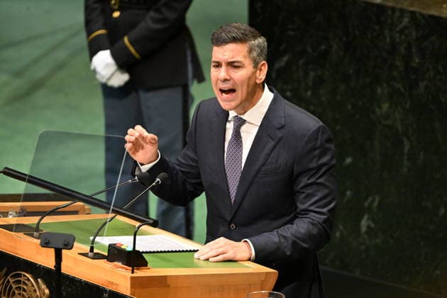 September 23, 2026, New York, New York, USA: President Santiago PENA Palacios of Paraguay addresses day 2 of the opening of the 81st Session of the United Nations General Assembly at United Nations Headquarters in New York, New York, USA on Wednesday, 23 September, 2026 New York USA - ZUMAs152 20260923_faa_s152_174 Copyright: xKylexMazzax