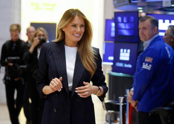 First Lady Melania Trump walks on the floor of the New York Stock Exchange after ringing The Opening Bell and headlines the inaugural IMPERIA Summit from the NYSE, a select convening focused on the global economic power of women. at the New York Stock Exchange on Wall Street on Wednesday, September 23, 2026 in New York City.  NYP202609232009 JOHNxANGELILLO