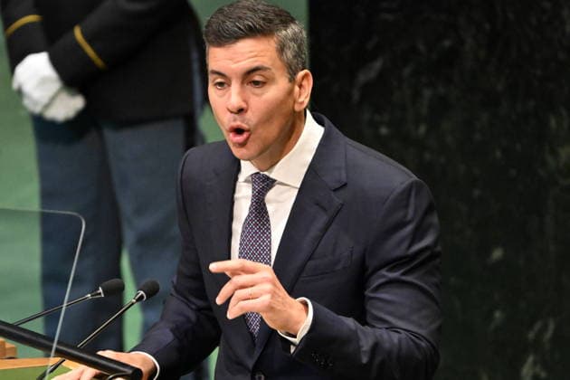 September 23, 2026, New York, New York, USA: President Santiago PENA Palacios of Paraguay addresses day 2 of the opening of the 81st Session of the United Nations General Assembly at United Nations Headquarters in New York, New York, USA on Wednesday, 23 September, 2026 New York USA - ZUMAs152 20260923_faa_s152_167 Copyright: xKylexMazzax