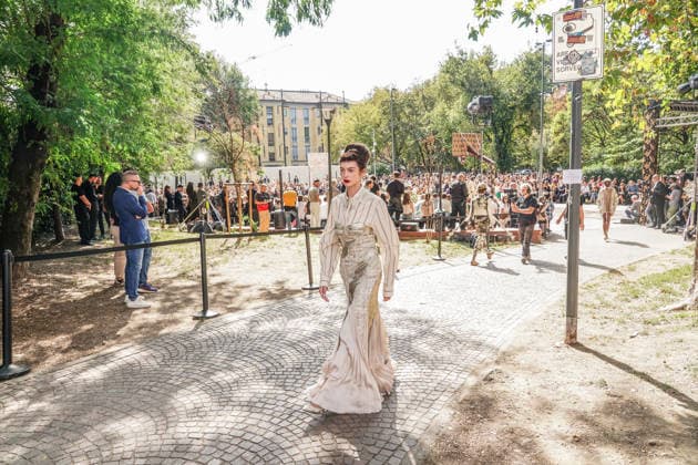 IPA88872281 - MILAN - Milan Women s Fashion Week Spring Summer 2026 2027 - Antonio Marras s fashion show at the Stendhal Gardens - Vincenzo Muccioli in the Solari Tortona area.  Copyright: xEmanuelexRobertoxDexCarlix xx IPA88872281