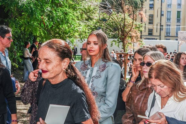 IPA88872337 - MILAN - Milan Women s Fashion Week Spring Summer 2026 2027 - Antonio Marras s fashion show at the Stendhal Gardens - Vincenzo Muccioli in the Solari Tortona area. Pictured: Laila Hasanovich  Copyright: xEmanuelexRobertoxDexCarlix xx IPA88872337