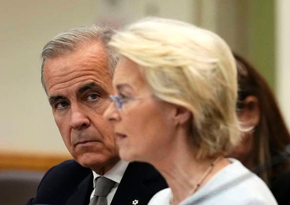 September 23, 2026, XUN: Prime Minister Mark Carney listens as European Commission President Ursula von der Leyen speaks at a high-level pledging event for the OceanEye International Alliance in support of the Global Ocean Observing System (GOOS), on the sidelines of the the United Nations General Assembly (UNGA) at the UN headquarters on Wednesday, Sept. 23, 2026. XUN  - ZUMAc35_ 20260923_zaf_c35_017 Copyright: xJustinxTangx