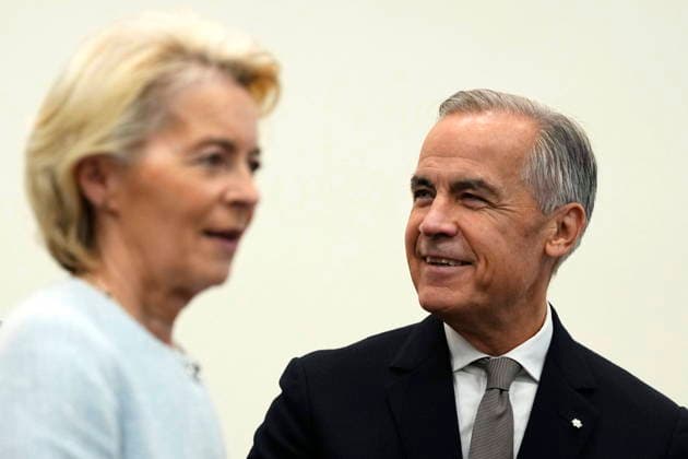 September 23, 2026, XUN: Prime Minister Mark Carney and European Commission President Ursula von der Leyen arrive for a high-level pledging event for the OceanEye International Alliance in support of the Global Ocean Observing System (GOOS), on the sidelines of the the United Nations General Assembly (UNGA) at the UN headquarters on Wednesday, Sept. 23, 2026. XUN  - ZUMAc35_ 20260923_zaf_c35_021 Copyright: xJustinxTangx