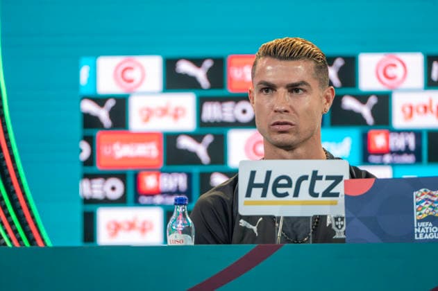 September 18, 2026, Lisbon, Lisbon, Portugal: Cristiano Ronaldo speaking during the pre-match press conference for Portugal vs. Wales at the Portugal Football Summit at the Cidade do Futebol in Oeiras. Lisbon Portugal - ZUMAr238 20260918_zip_r238_065 Copyright: xRicardoxRochax
