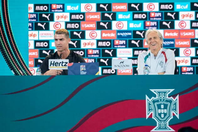 September 18, 2026, Lisbon, Lisbon, Portugal: Cristiano Ronaldo and Jorge Jesus during the pre-match press conference for Portugal vs. Wales at the Portugal Football Summit at the Cidade do Futebol in Oeiras. Lisbon Portugal - ZUMAr238 20260918_zip_r238_067 Copyright: xRicardoxRochax