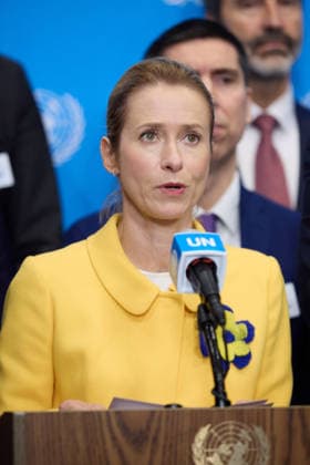 September 23, 2026, New York, New York, USA: Kaja Kallas, High Representative of the European Union for Foreign Affairs and Security Policy, speaks to the press during a joint press encounter on Ukraine at United Nations headquarters in New York City. New York USA  - ZUMAs237 20260923_aap_s237_012 Copyright: xMarkxJ.xSullivanx