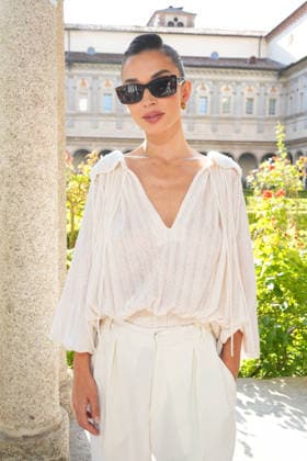 IPA88874922 - Milan, Milan Women s Fashion Week Spring Summer 2027 - Women s Fashion, Spring Summer 2027 - Missoni Fashion Show - Arrivals - Pictured: Amy Jackson Westwick  Copyright: xRiccardoxGIordanox xRiccardoxGiordano IPAx IPA88874922
