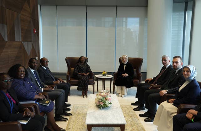 Emine Erdogan meets Rachel Ruto at Turkevi Center NEW YORK, UNITED STATES - SEPTEMBER 23: (----EDITORIAL USE ONLY - MANDATORY CREDIT - TURKISH PRESIDENCY MUSTAFA KAMACI HANDOUT - NO MARKETING NO ADVERTISING CAMPAIGNS - DISTRIBUTED AS A SERVICE TO CLIENTS----) Emine Erdogan, wife of Turkish President Recep Tayyip Erdogan and Chair of the United Nations High-Level Advisory Board of Eminent Persons on Zero Waste, meets Rachel Ruto, wife of Kenyan President William Samoei Ruto, at the Turkevi Center in New York, United States, on September 23, 2026. TUR Presidency Mustafa Kamaci Anadolu New York United States. Editorial use only. Please get in touch for any other usage.  Copyright: x2026xAnadoluxTURxPresidencyx xMustafaxKamacix