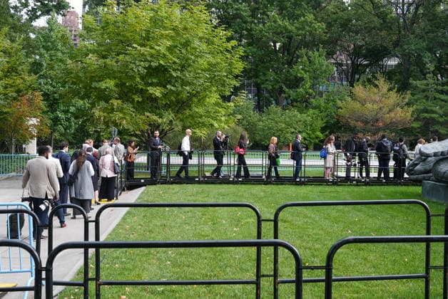 81st United Nations General Assembly NEW YORK, UNITED STATES - SEPTEMBER 23: Media members stay in line for a security check to enter the United Nations (UN) during the 81st United Nations General Assembly (UNGA) in New York, United States, on September 23, 2026. Mehmet Eser Anadolu New York United States. Editorial use only. Please get in touch for any other usage.  Copyright: x2026xAnadoluxMehmetxEserx