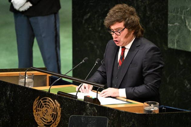 Javier Gerardo MILEI Addresses the United Nations General Assembly President Javier Gerardo MILEI of the Argentine Republic addresses day 2 of the opening of the 81st Session of the United Nations General Assembly at United Nations Headquarters in New York, New York, USA on Wednesday, 23 September, 2026. Photo by Kyle Mazza CNP ABACAPRESS.COM New York New York United States  Copyright: xCNP ABACAx