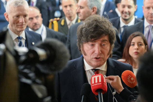 September 23, 2026, New York, New York, USA: President Javier Gerardo MILEI of the Argentine Republic meets with reporters after speaking during day 2 of the opening of the 81st Session of the United Nations General Assembly at United Nations Headquarters in New York, New York, USA on Wednesday, 23 September, 2026 New York USA  - ZUMAs152 20260923_faa_s152_209 Copyright: xKylexMazzax-xPoolxviaxCNPx