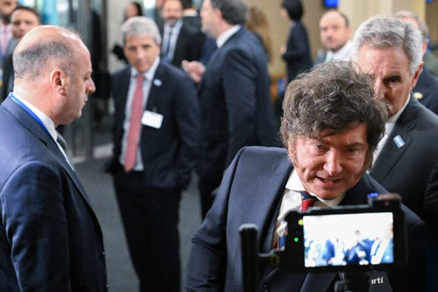 Day 2 of the Opening of the United Nations General Assembly President Javier Gerardo MILEI of the Argentine Republic meets with reporters after speaking during day 2 of the opening of the 81st Session of the United Nations General Assembly at United Nations Headquarters in New York, New York, USA on Wednesday, 23 September, 2026. Credit: Kyle Mazza Pool via CNP New York New York United States of America EDITORIAL USE ONLY Copyright: xx KMZ_2285 KylexMazzax-xPoolxviaxCNPx cnpphotos341050