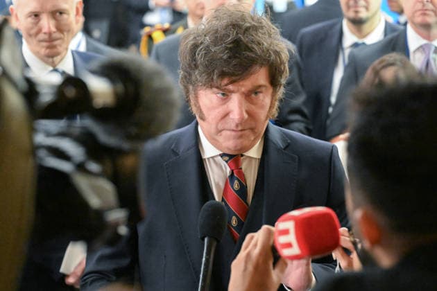 Day 2 of the Opening of the United Nations General Assembly President Javier Gerardo MILEI of the Argentine Republic meets with reporters after speaking during day 2 of the opening of the 81st Session of the United Nations General Assembly at United Nations Headquarters in New York, New York, USA on Wednesday, 23 September, 2026. Credit: Kyle Mazza Pool via CNP New York New York United States of America EDITORIAL USE ONLY Copyright: xx KMZ_2285 KylexMazzax-xPoolxviaxCNPx cnpphotos341054