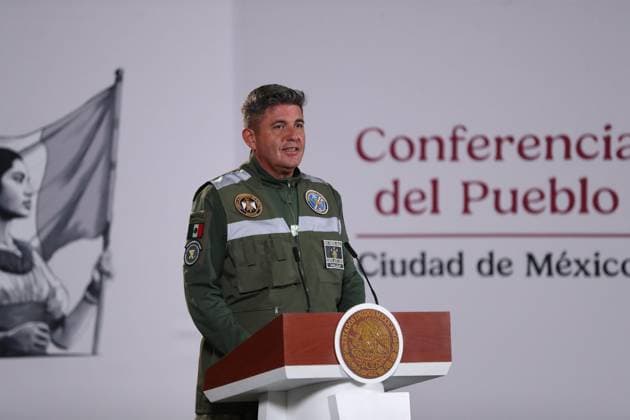 September 23, 2026: TO-45207- CIUDAD DE MEXICO,2026-09-23. General Gustavo Ricardo Vallejo Suarez, commander of the Felipe Angeles Engineering Corps of the Secretariat of National Defense, speaks during the daily morning press conference La Ma& xf1;anera led by President Claudia Sheinbaum at the National Palace in Mexico City. During the briefing, he presented engineering updates on the construction of new passenger railway lines connecting Mexico City with various regions. Clasos.com.mx  - ZUMAcs4_ 20260923_faa_cs4_010 Copyright: xLuisxMarinx