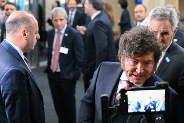 Day 2 of the Opening of the United Nations General Assembly President Javier Gerardo MILEI of the Argentine Republic meets with reporters after speaking during day 2 of the opening of the 81st Session of the United Nations General Assembly at United Nations Headquarters in New York, New York, USA on Wednesday, 23 September, 2026. Photo by Kyle Mazza Pool via CNP ABACAPRESS.COM New York New York United States  Copyright: xCNP ABACAx